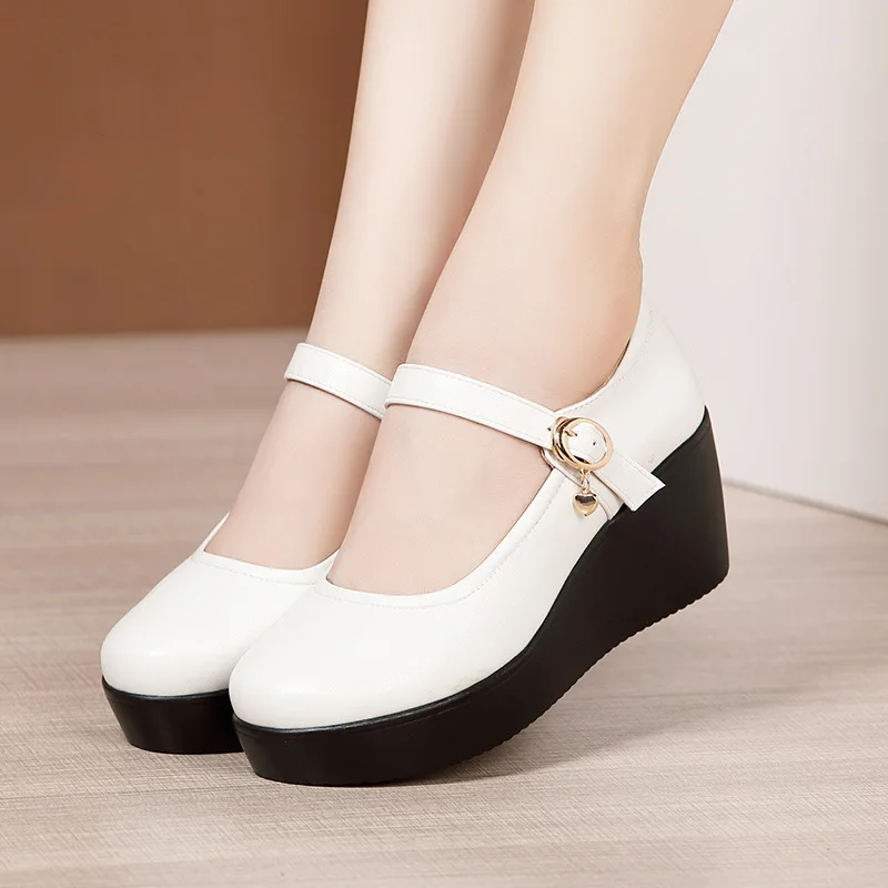 Leather Work Flats Women - 6cm Small Size 32-43 Vintage Shallow