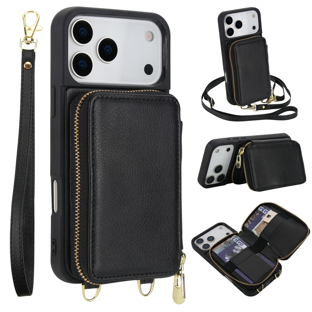 Leather X - Crossbody Zipper Purse Card Holder Leather