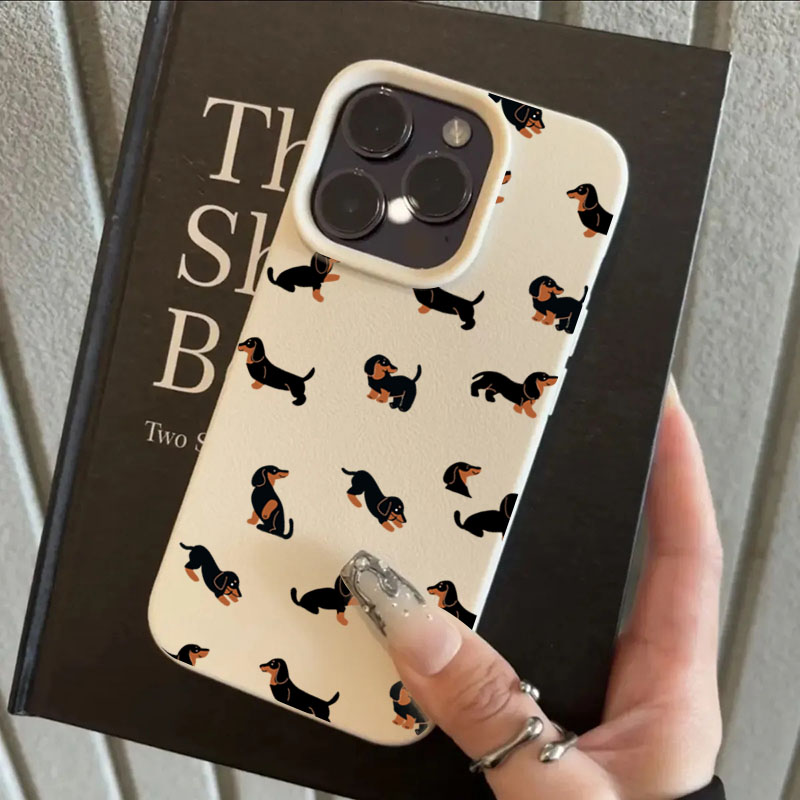 Leather X - Creative Minimalist Dachshund White TPU Matte