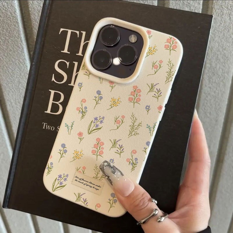 Leather X - Pink Blue Floral Art Pattern Lychee