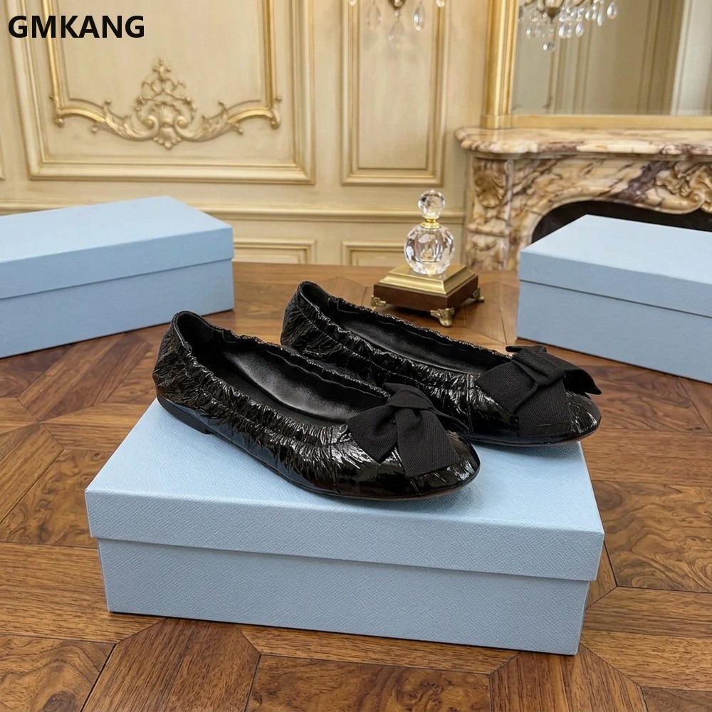Women's Ballet Flats Bow Pleat - Leather Work Flats Women recension och pris