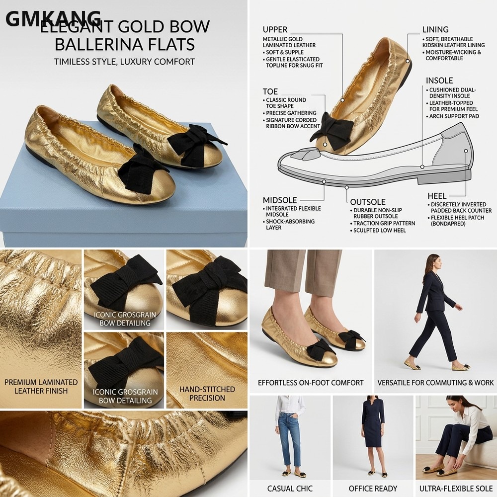 Women's Ballet Flats Bow Pleat - Leather Work Flats Women recension och pris
