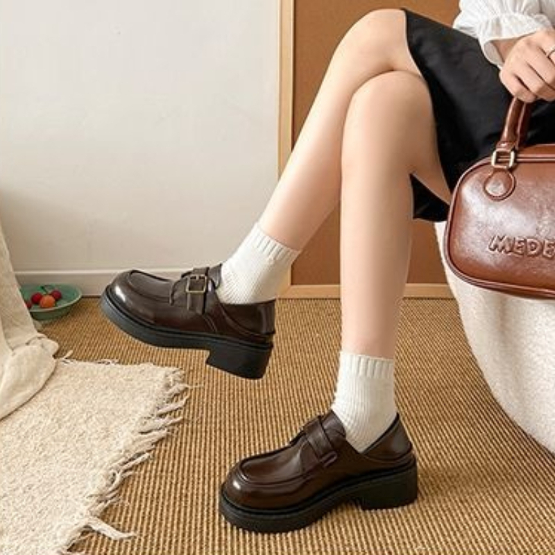 Brown British Style Leather Sh - Leather Work Flats Women recension och pris
