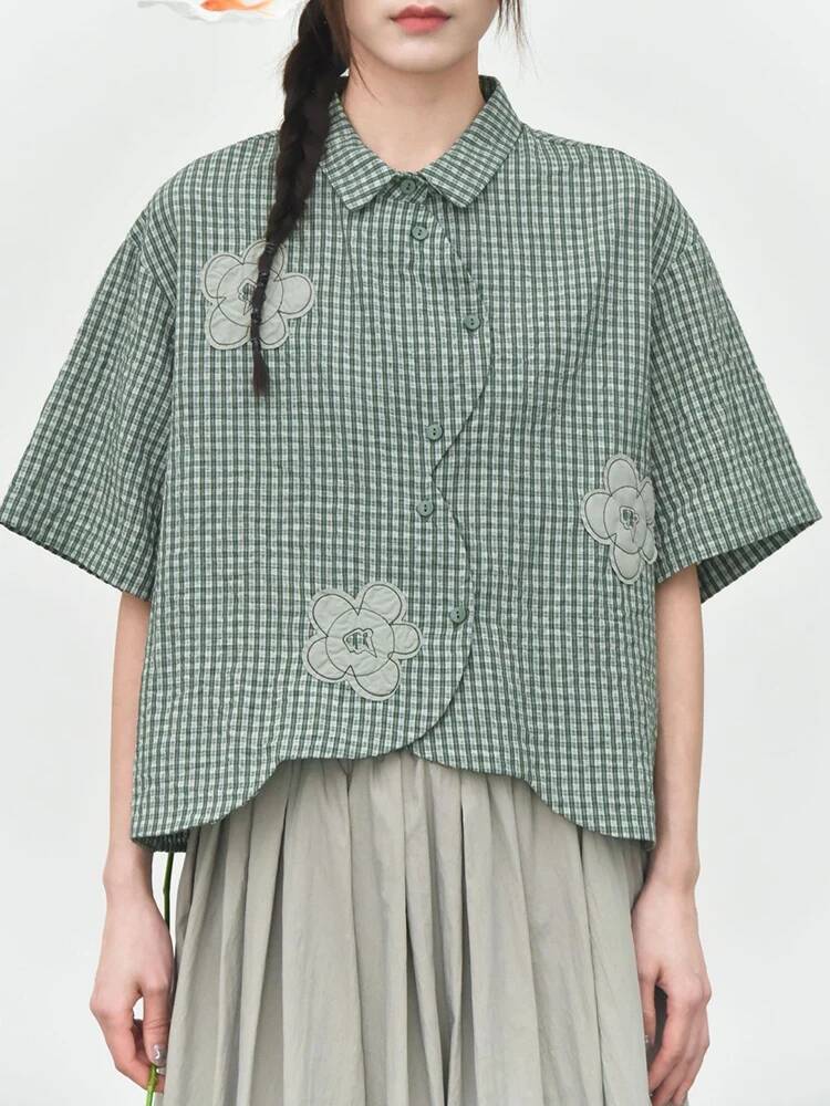 Green Plaid Women Flower Patch - Leatherwork Flowers recension och pris