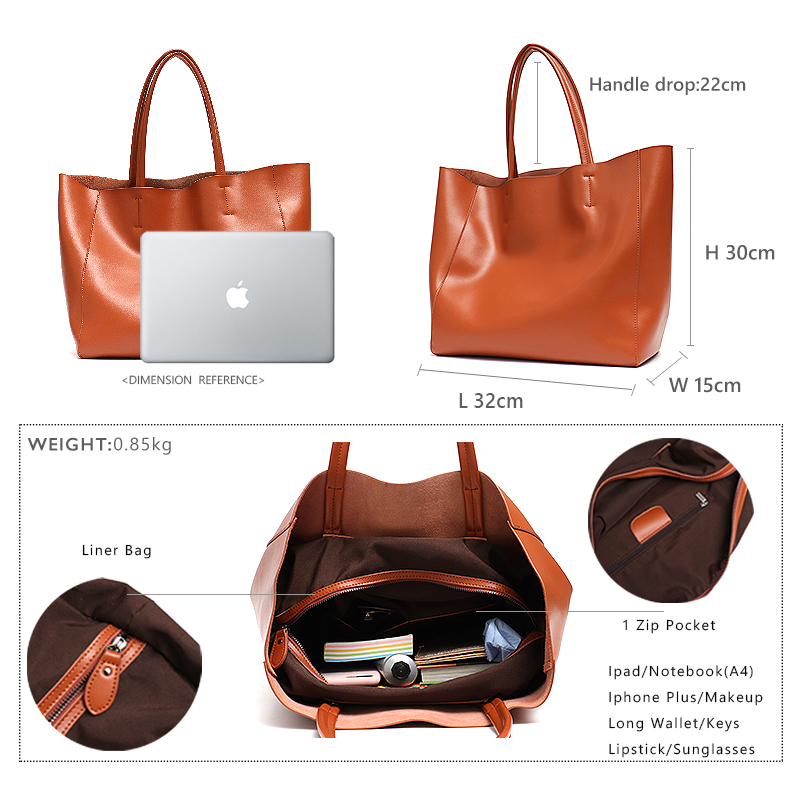 Minimalist Big Tote Bag Women  - Leatherwork Workshop recension och pris