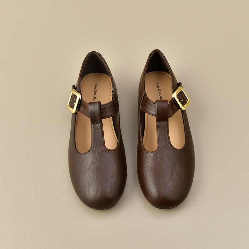 Women's T-Strap Mary Jane Flat - Leather Work Flats Women recension och pris