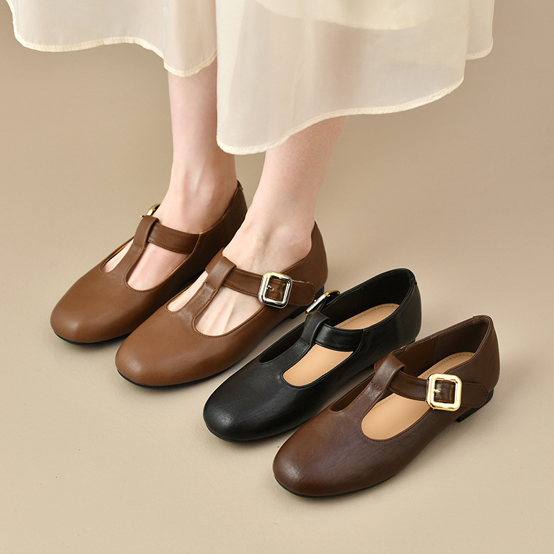 Women's T-Strap Mary Jane Flat - Leather Work Flats Women recension och pris
