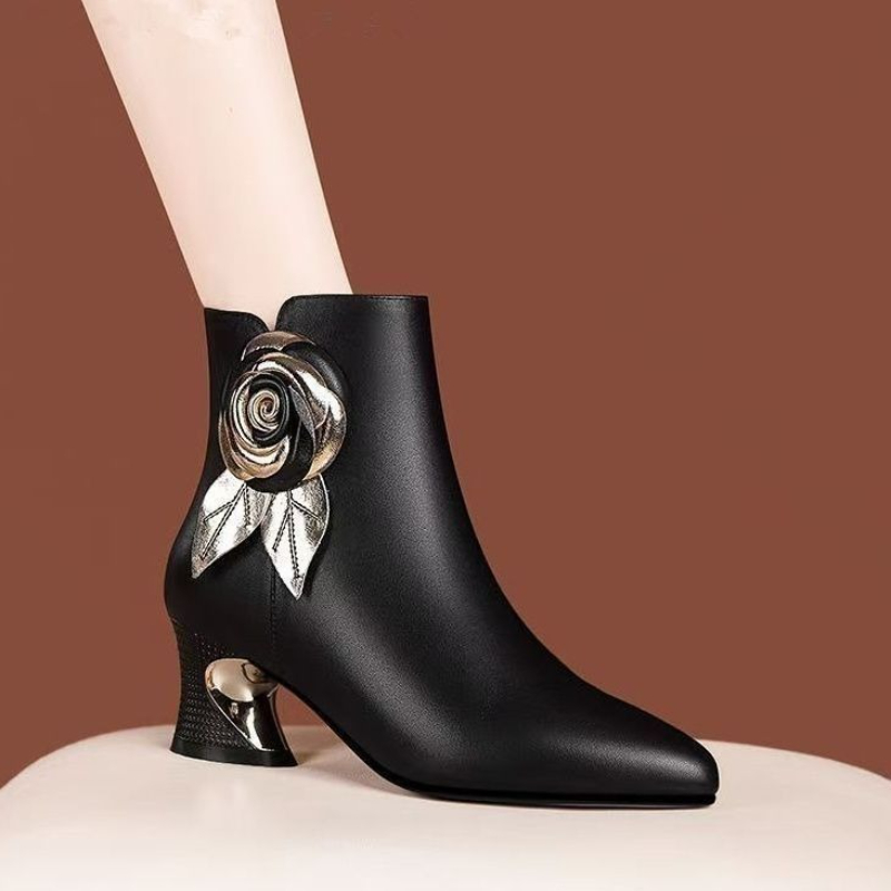Autumn Winter Booties Leather  - Leatherwork Flowers recension och pris