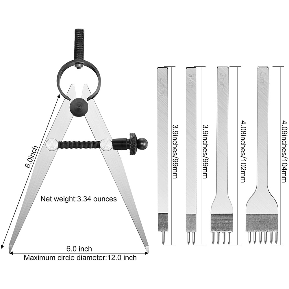 Leather Chisel Set, Prong Diam - Wing Divider Stitch recension och pris