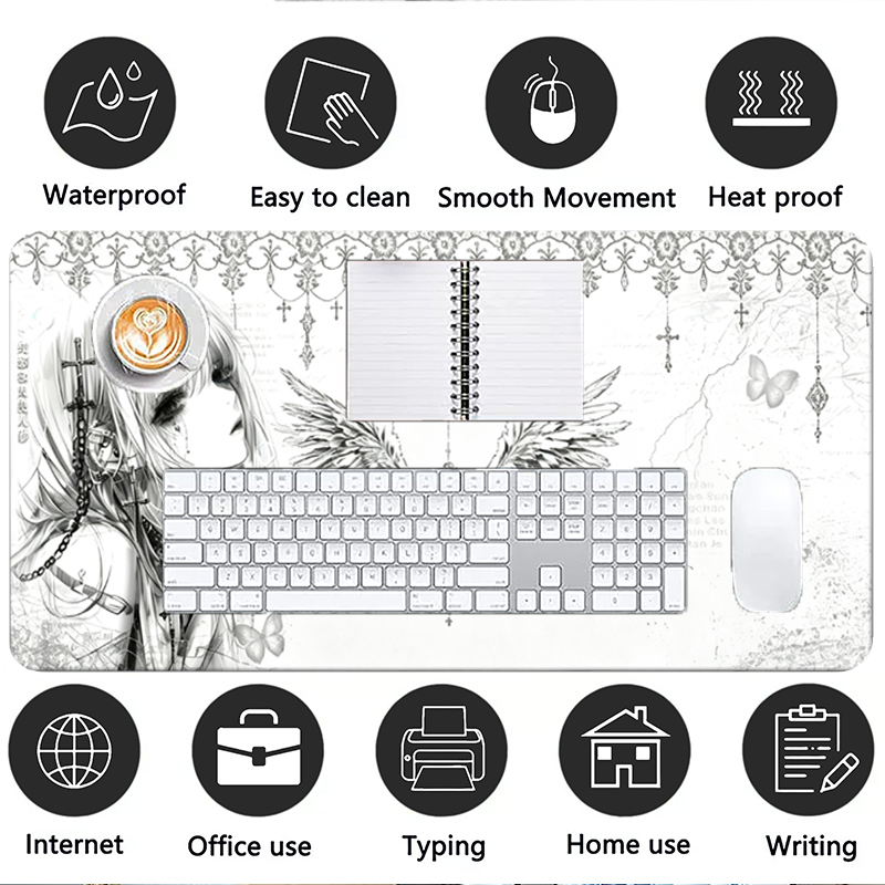 Leather Mousepad Black White A - Leatherwork Table recension och pris