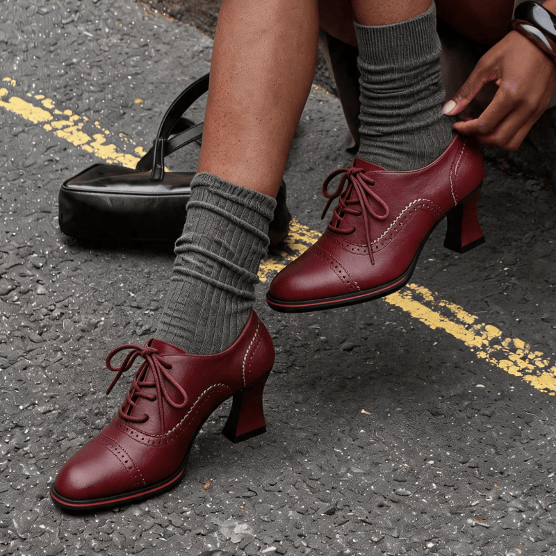 Women’s Faux Leather Brogue Ox - Leather Work Flats Women recension och pris